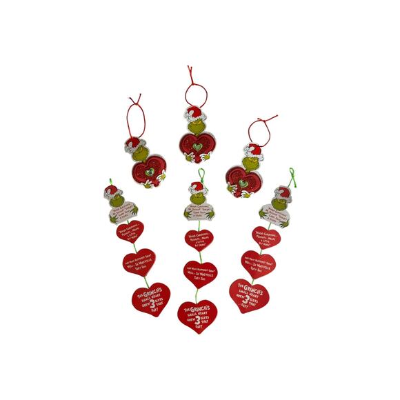 6 Piece Set of Grinch Ornaments for Christmas Tree, Wreath or Swag Home Decor - Picture 6 of 10